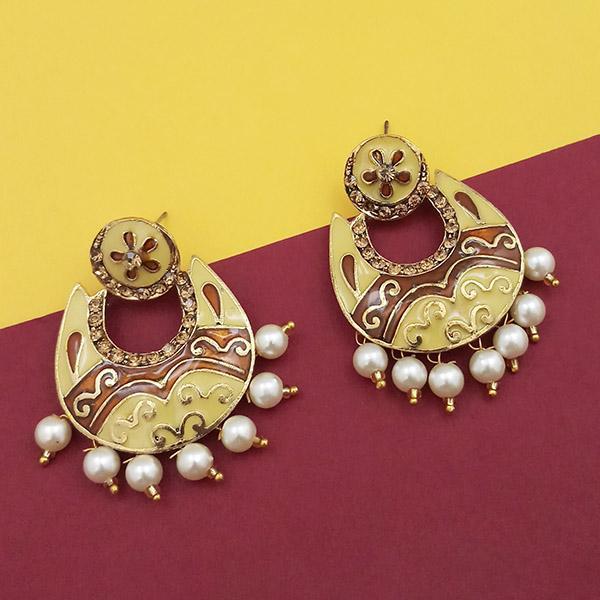 Kriaa Austrian Stone Yellow Meenakari Dangler Earrings - 1314235C