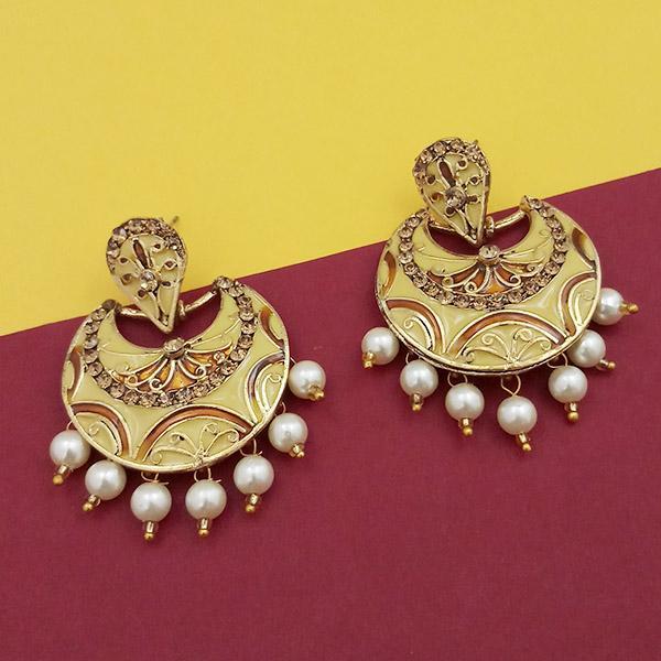 Kriaa Austrian Stone Yellow Meenakari Dangler Earrings - 1314236C