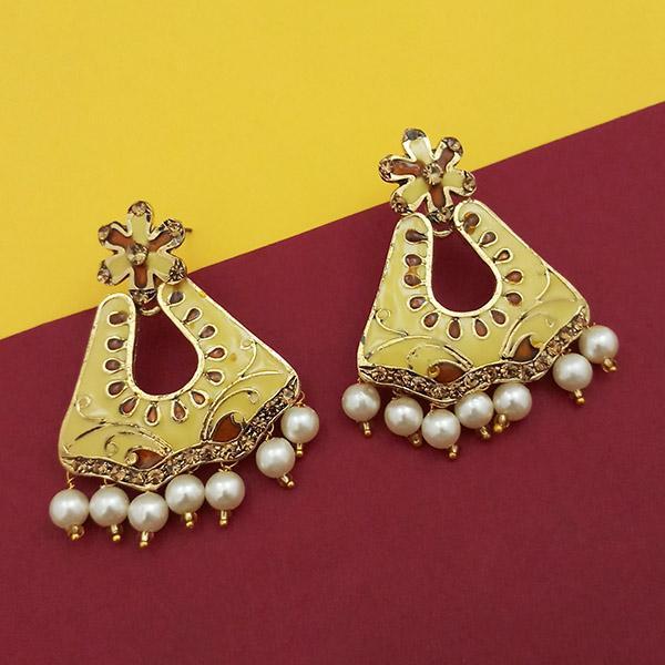 Kriaa Austrian Stone Yellow Meenakari Dangler Earrings - 1314238C