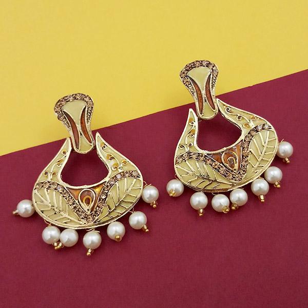 Kriaa Austrian Stone Yellow Meenakari Dangler Earrings - 1314242C