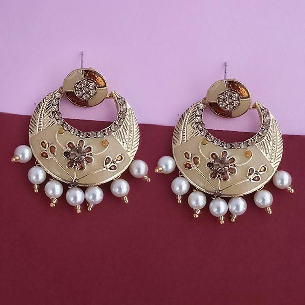 Kriaa Brown Meenakari Austrian Stone Dangler Earrings - 1314244C