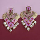 Kriaa Gold Plated Austrian Stone Grey Meenakari Dangler Earrings - 1314245A