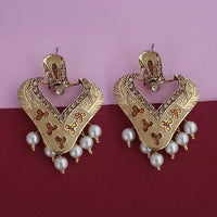 Kriaa Gold Plated Austrian Stone Brown Meenakari Dangler Earrings - 1314245C