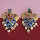 Kriaa Blue Meenakari Austrian Stone Dangler Earrings - 1314245F
