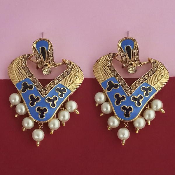 Kriaa Blue Meenakari Austrian Stone Dangler Earrings - 1314245F