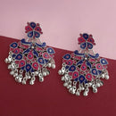 Jeweljunk Silver Plated Blue Meenakari Afghani Earrings - 1314253A