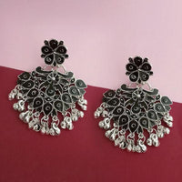 Jeweljunk Silver Plated Black Meenakari Afghani Earrings - 1314253E