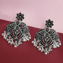 Jeweljunk Silver Plated Black Meenakari Afghani Earrings - 1314254E
