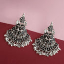 Jeweljunk Silver Plated Black Meenakari Afghani Earrings - 1314255E