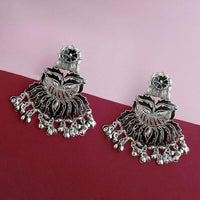 Jeweljunk Silver Plated Black Meenakari Afghani Earrings - 1314256E