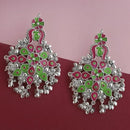 Jeweljunk Silver Plated Green Meenakari Afghani Earrings - 1314257B