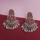 Jeweljunk Silver Plated Maroon Meenakari Afghani Earrings - 1314258C