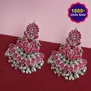 Jeweljunk Silver Plated Pink Meenakari Afghani Earrings - 1314258F