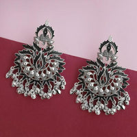 Jeweljunk Silver Plated Black Meenakari Afghani Earrings - 1314259E