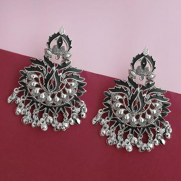 Jeweljunk Silver Plated Black Meenakari Afghani Earrings - 1314259E