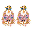 Kriaa Austrian Stone Pink Meenakari Dangler Earrings
