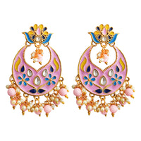 Kriaa Austrian Stone Pink Meenakari Dangler Earrings