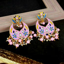 Kriaa Austrian Stone Pink Meenakari Dangler Earrings