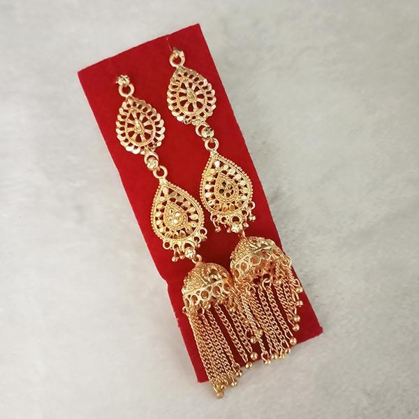 Kriaa Gold Plated Jhumki Chain Earrings - 1314303