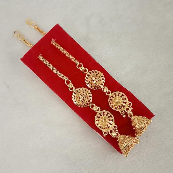 Kriaa Gold Plated Jhumki Chain Earrings - 1314304