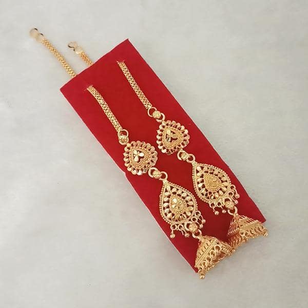 Kriaa Gold Plated Jhumki Chain Earrings - 1314305