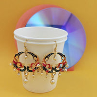 Urthn Fashions Red Meenakari  Earrings - 1314406B