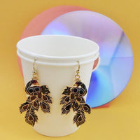 Urthn Fashions Maroon Meenakari Peacock Earrings - 1314407D