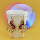 Urthn Fashions Purple  Meenakari Peacock Earrings - 1314411C