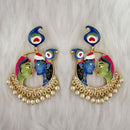 Kriaa Kundan Stone Radha Krishna Meenakari Dangler Earrings - 1314426A