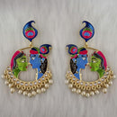 Kriaa Kundan Stone Radha Krishna Meenakari Dangler Earrings - 1314426G