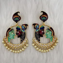 Kriaa Kundan Stone Radha Krishna Meenakari Dangler Earrings - 1314426P