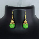 Kriaa Antique Gold Plated Beads And Crystal Stone Dangler Earrings