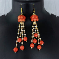 Kriaa Antique Gold Plated Pearl And Crystal Stone Dangler Earrings