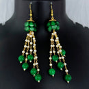 Kriaa Antique Gold Plated Pearl And Crystal Stone Dangler Earrings