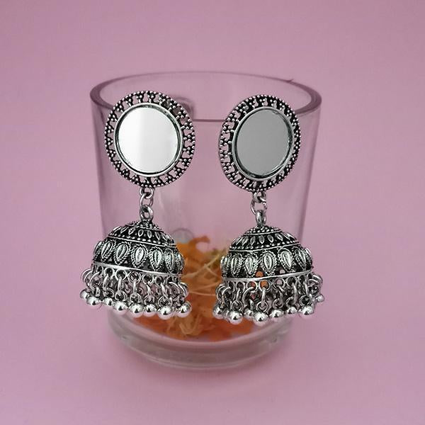 Kriaa Oxidised Plated Mirror Jhumki Earrings - 1314502A