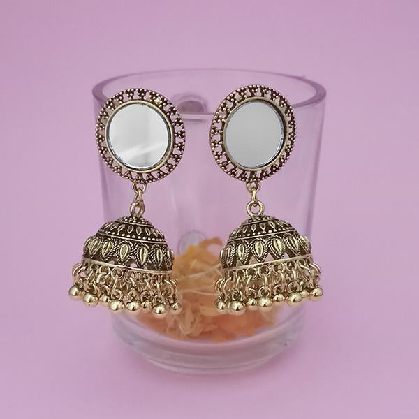 Kriaa Gold Plated Mirror Jhumki Earrings - 1314502B