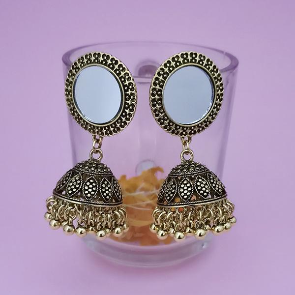 Kriaa Gold Plated Mirror Jhumki Earrings - 1314506