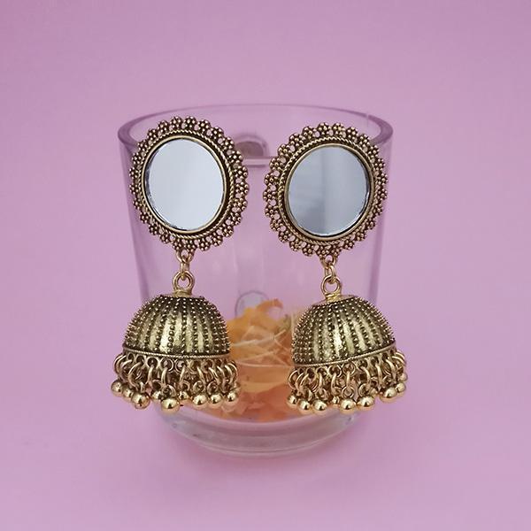 Kriaa Gold Plated Mirror Jhumki Earrings - 1314507