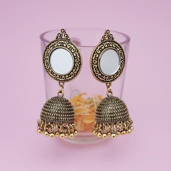 Kriaa Gold Plated Mirror Jhumki Earrings - 1314508