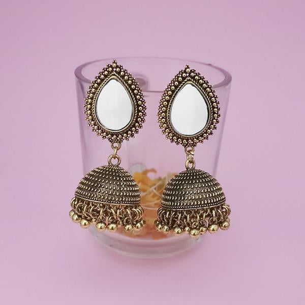 Kriaa Gold Plated Mirror Jhumki Earrings - 1314509