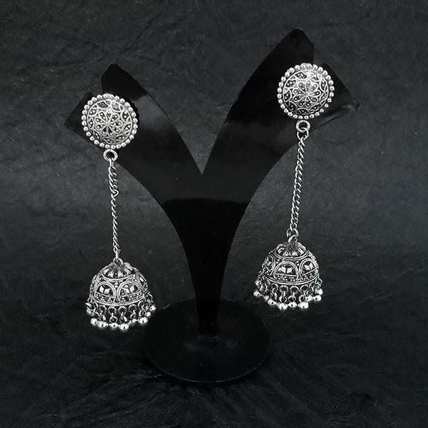 Jeweljunk Oxidised Chain Jhumki Earrings - 1314547