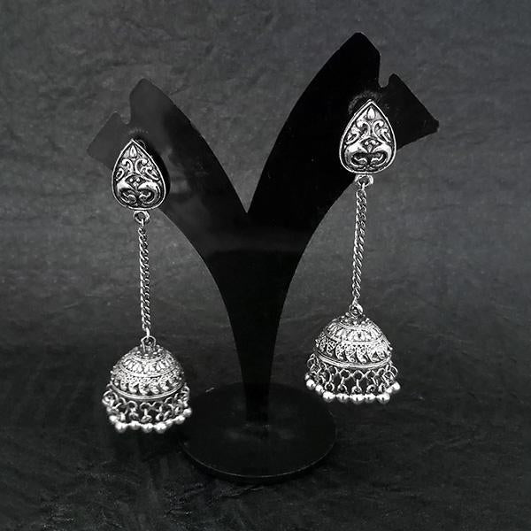 Jeweljunk Oxidised Chain Jhumki Earrings - 1314548