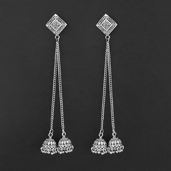 Jeweljunk Oxidised Chain Jhumki Earrings - 1314549