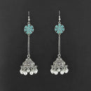 Jewljunk Oxidised Stone Chain Jhumki Earrings - 1314553A