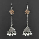 Jewljunk Oxidised Stone Chain Jhumki Earrings - 1314553B