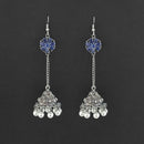 Jewljunk Oxidised Stone Chain Jhumki Earrings - 1314553C