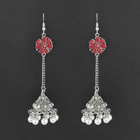 Jewljunk Oxidised Stone Chain Jhumki Earrings - 1314553D