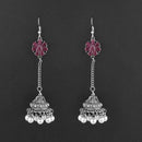 Jewljunk Oxidised Stone Chain Jhumki Earrings - 1314553E
