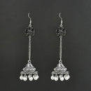 Jewljunk Oxidised Stone Chain Jhumki Earrings - 1314553F