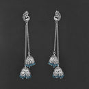Jeweljunk Oxidised Peacock Chain Jhumki Earrings - 1314557C